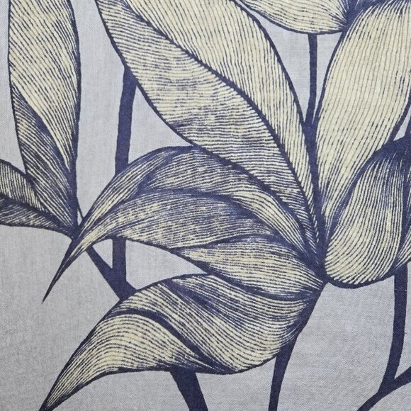 Kinross Silk Cashmere Scarf Blue Leaves - Picture 3 of 15